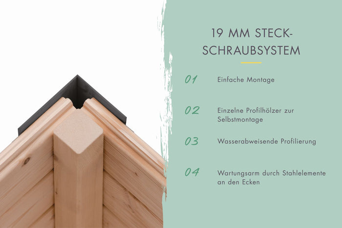 Karibu Hybrid Gartenhaus Jupiter 4 B terragrau/anthrazit, inkl. 2,35 m Anbaudach