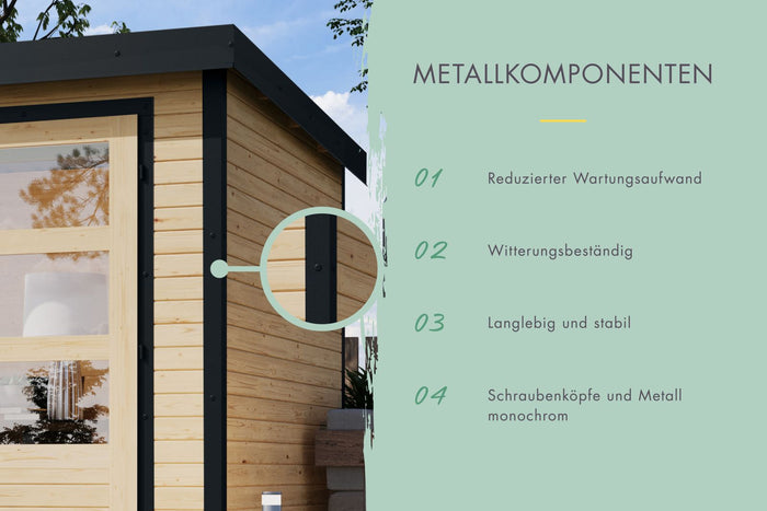 Karibu Hybrid Gartenhaus Jupiter 4 B terragrau/anthrazit, inkl. 2,35 m Anbaudach