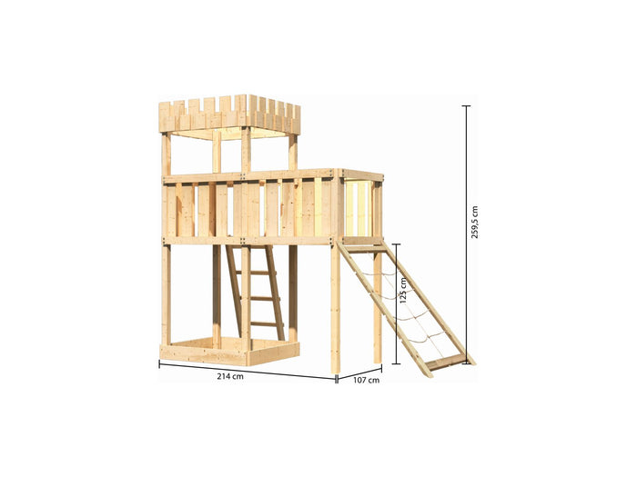 Karibu Ritterburg Löwenherz + Anbauplattform + Netzrampe