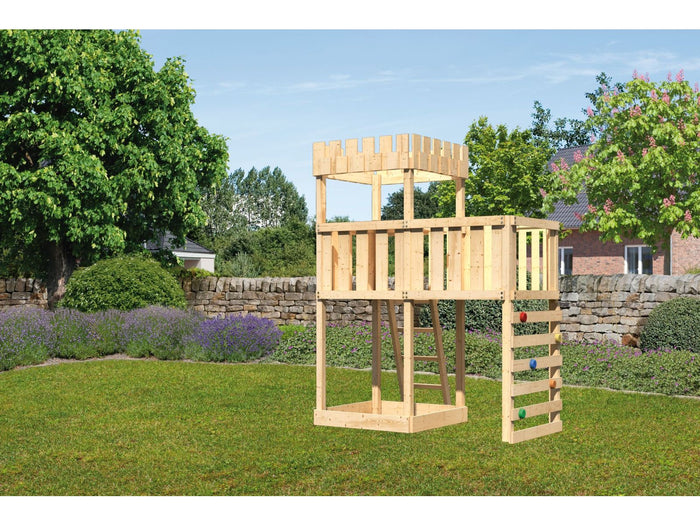 Karibu Ritterburg Löwenherz + Anbauplattform + Kletterwand