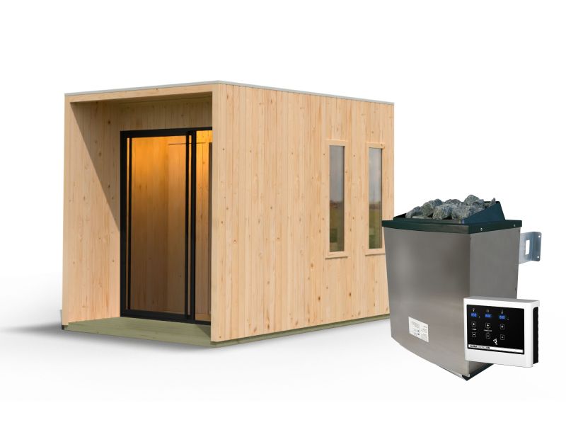 Karibu Saunahaus Arcadia, schwarz, 73 mm -ohne Ofen