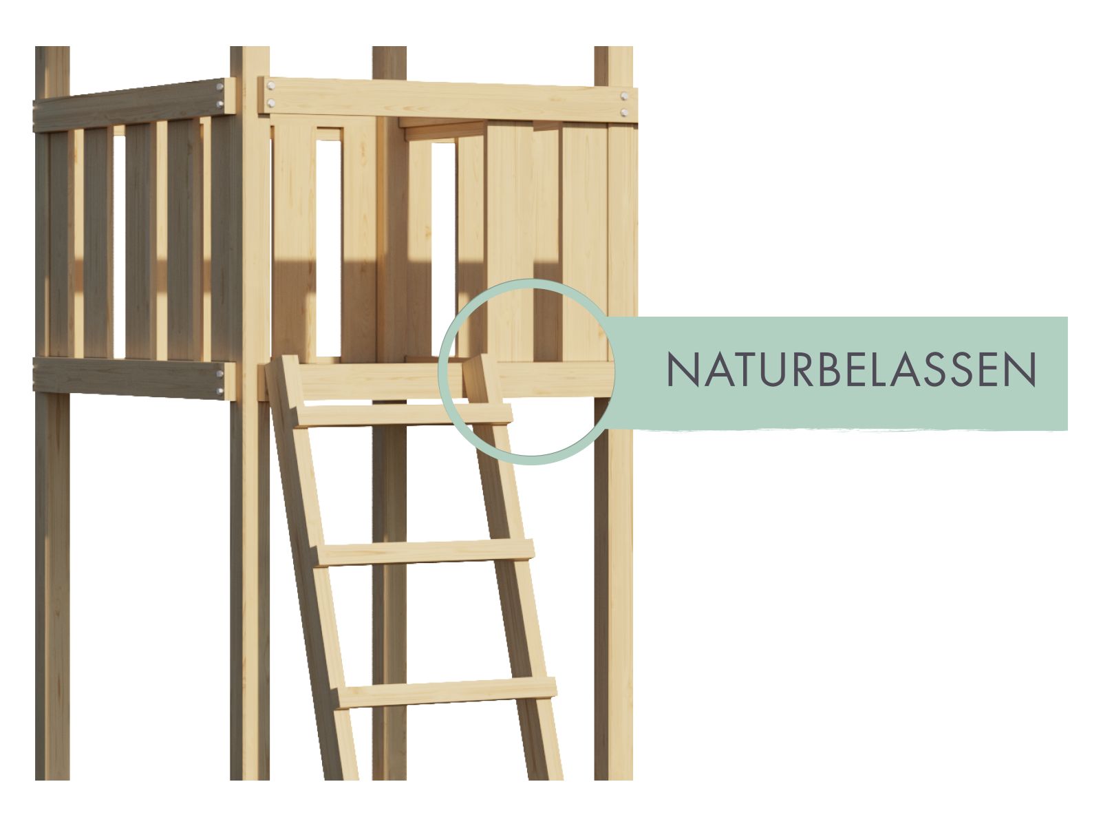 Karibu Spielturm Anna + Rutsche blau + Doppelschaukel + Anbauplattform