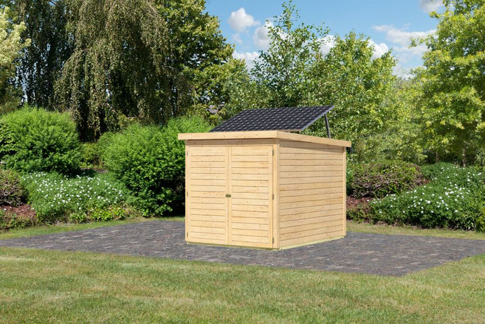 Karibu Fahrradgarage 3, natur, mit Solarpaket