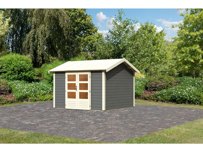 Karibu Gartenhaus Theres 7 terragrau 28 mm