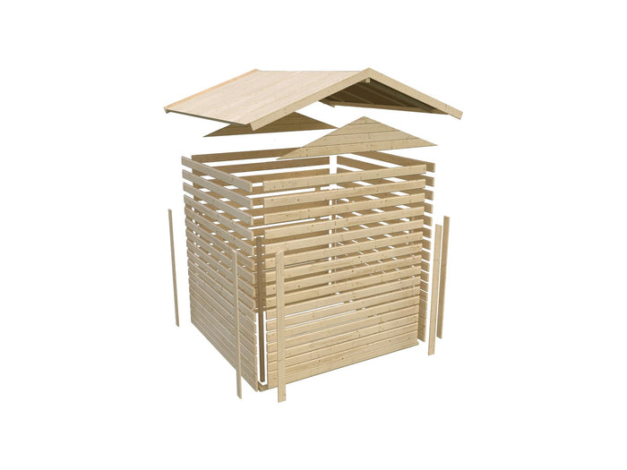 Karibu Gartenhaus Theres 3 natur- 1 Dachbausbauelement