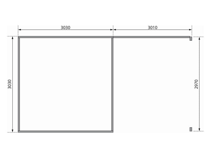 Karibu Gartenhaus Radeburg 1 natur mit Anbaudach 3,3 m inkl. Rückwand