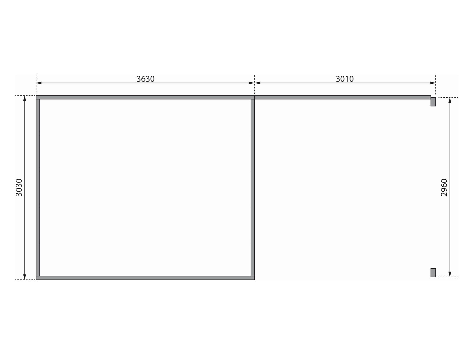 Karibu Gartenhaus Radeburg 2 natur 38 mm mit Anbaudach 3,3 m und Rückwand