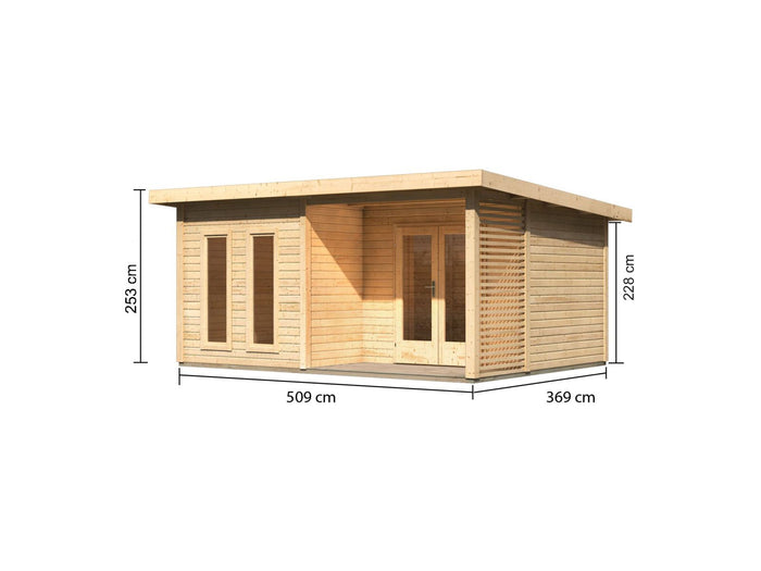 Karibu Gartenhaus Radeburg 5 natur inkl. Terrasse