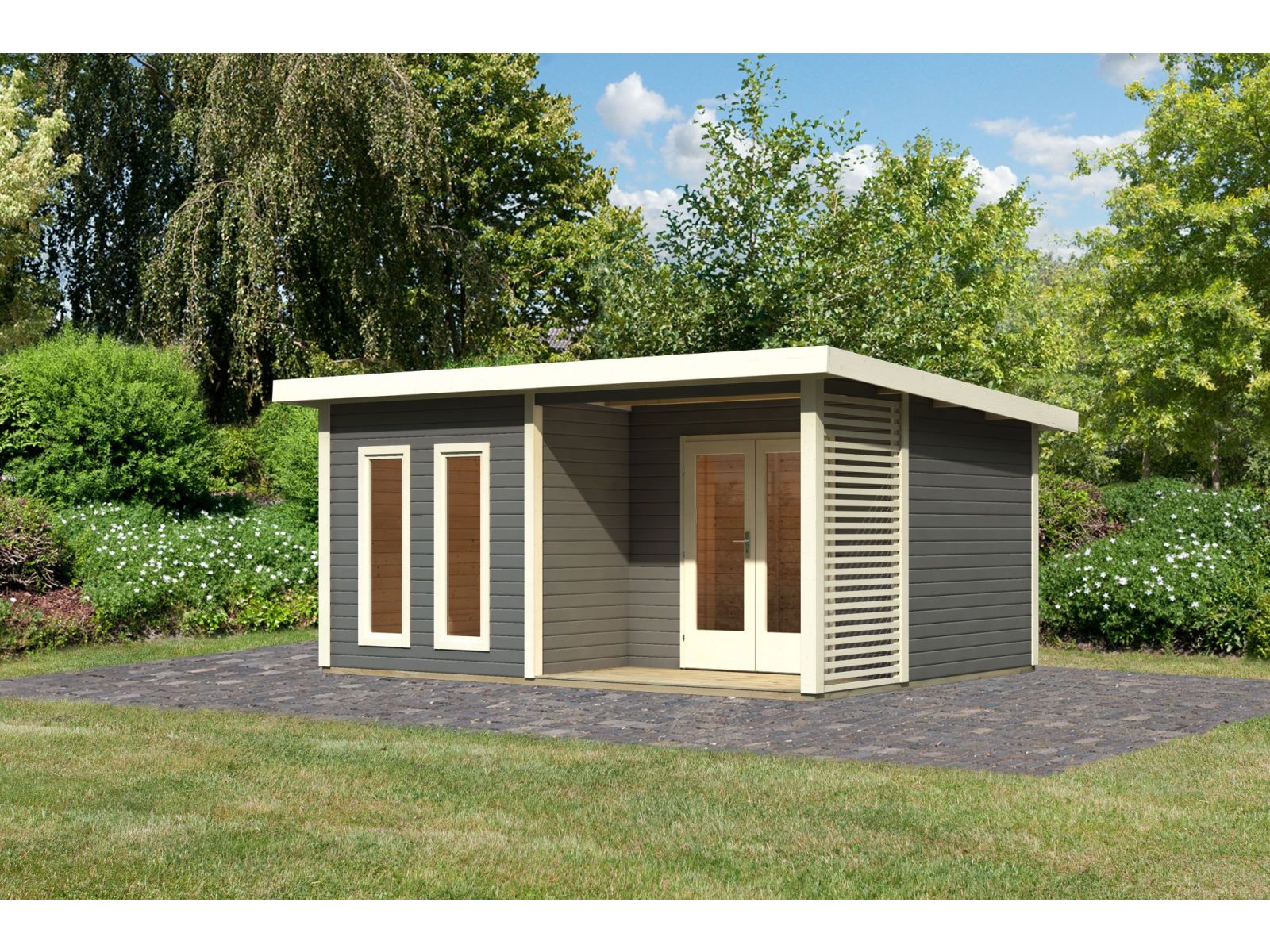 Karibu Gartenhaus Radeburg 5 terragrau inkl. Terrasse