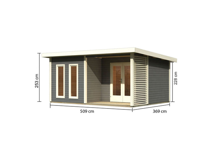 Karibu Gartenhaus Radeburg 5 terragrau inkl. Terrasse