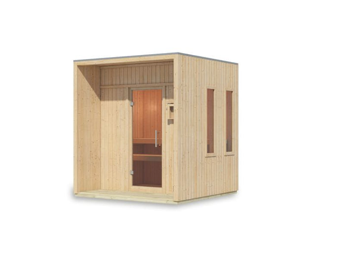 Karibu Saunahaus Arcadia, natur, 73 mm -ohne Ofen