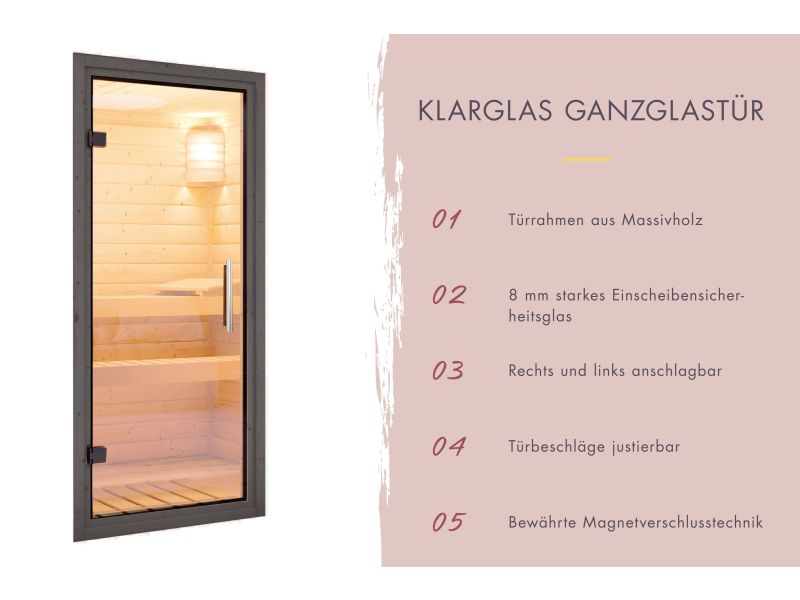 Karibu Saunahaus Arcadia, schwarz, 73 mm -inkl. 9 kW Bioofen ext. Steuerung