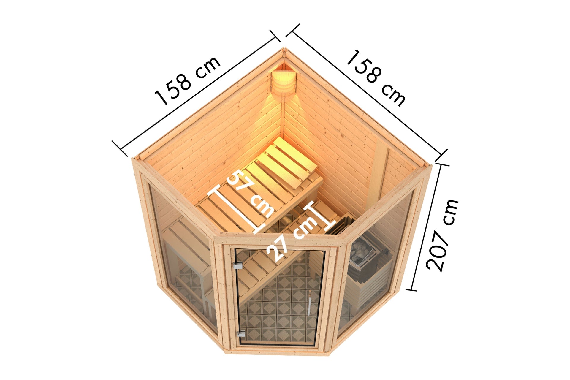 Karibu Sauna Yuma 38 mm, inkl. 9 kW Ofen integr. Steuerung