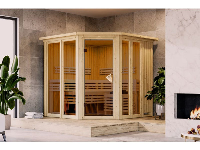 Karibu Sauna Airi, ohne Ofen - mit Dachkranz -