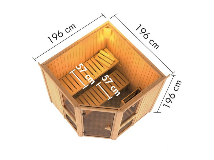 Amelia 2 - Karibu Sauna, inkl. 9 kW Ofen integr. Steuerung