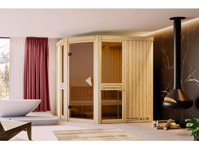 Amelia 2 - Karibu Sauna, inkl. 9 kW Bioofen mit ext. Steuerung