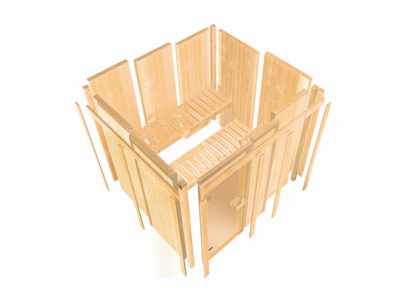 Amelia 2 - Karibu Sauna, inkl. 9 kW Bioofen mit ext. Steuerung