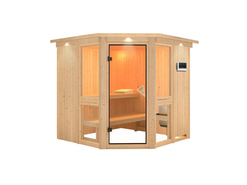 Amelia 2 - Karibu Sauna ohne Ofen - inkl. Dachkranz -