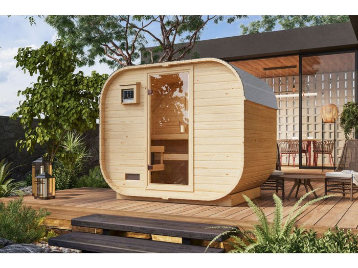 Karibu Fasssauna Quadro 1 Plus, ohne Ofen, 38 mm