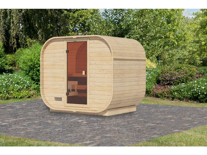 Karibu Fasssauna Quadro 1 Plus, ohne Ofen, 38 mm