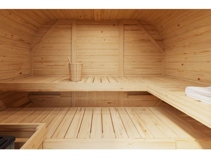 Karibu Fasssauna Quadro 1 Plus,38 mm, inkl. 9 kW Ofen ext. Steuerung