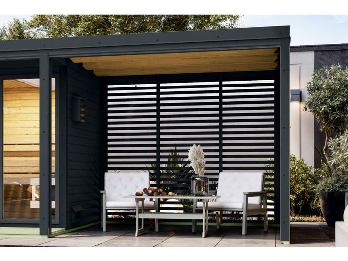 Gratis Karibu Anbaudach für Ares inkl. Lamellenwänden anthrazit/anthrazit