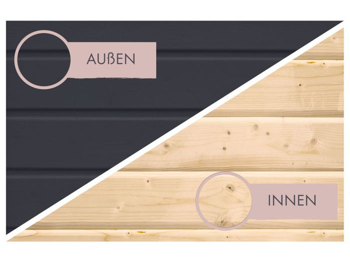 Karibu Hybrid Saunahaus Ares 2, anthrazit/graualuminium -ohne Ofen-