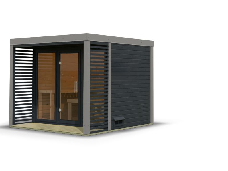 Karibu Hybrid Saunahaus Ares 3, anthrazit/graualuminium -ohne Ofen-
