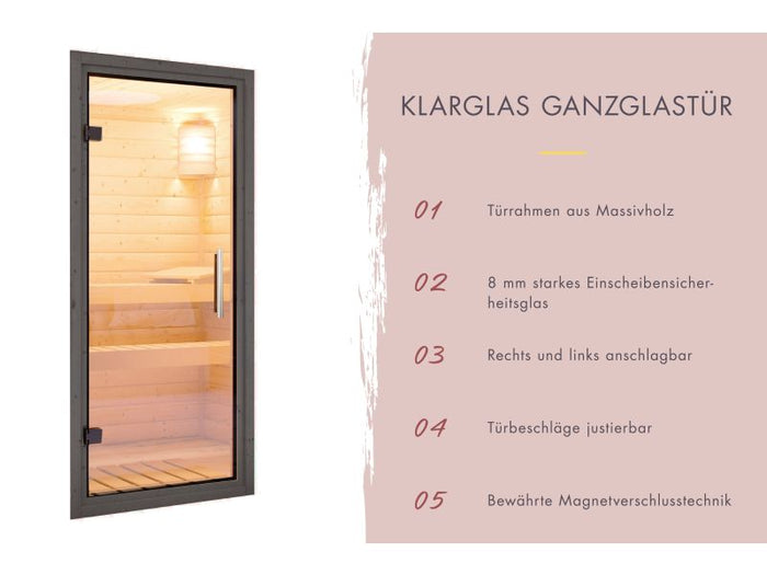 Karibu Hybrid Saunahaus Ares 3, anthrazit/graualuminium, inkl. 9 kW Ofen ext. Steuerung