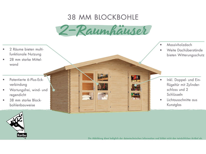 Karibu Gartenhaus Lagor 1 38 mm 2-Raum-Haus