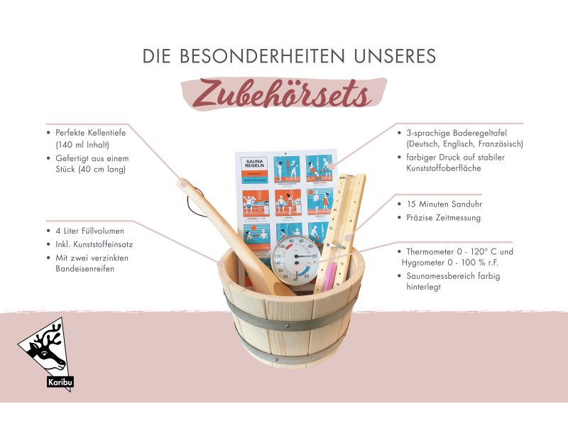 Karibu Saunazubehör-Set Classic 6-teilig