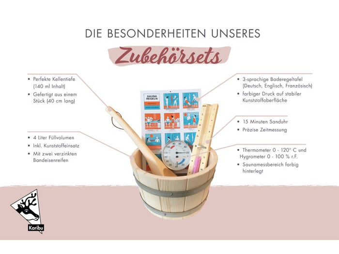 Karibu Saunazubehör-Set Classic 6-teilig