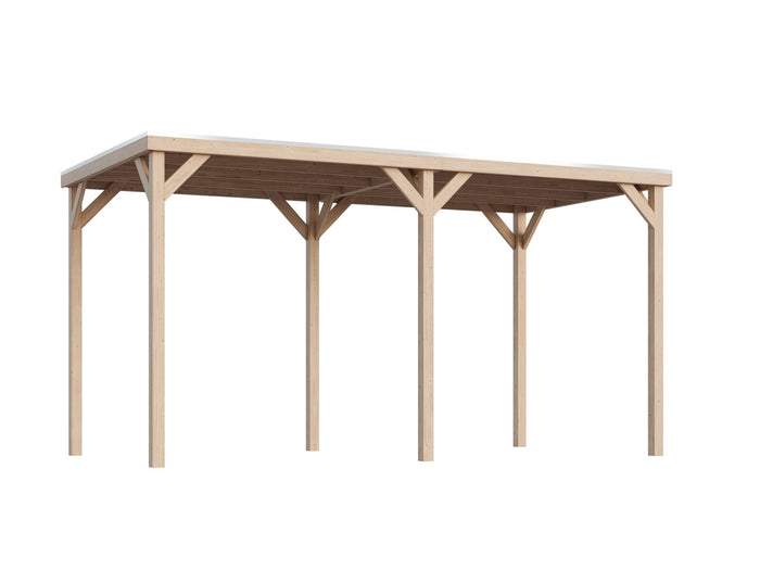 Karibu Pavillon Cubeco im Set mit 1 Verlängerung, natur