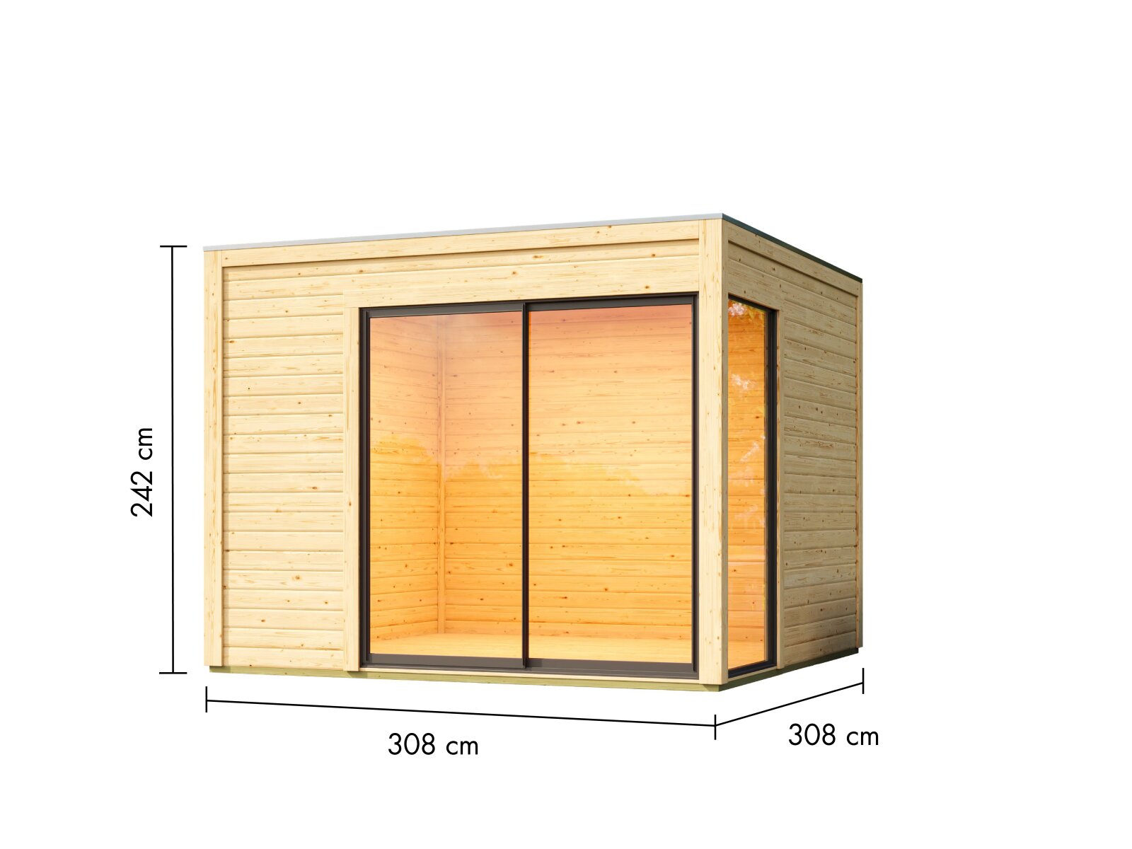 Karibu Studio Dice 1 natur, 38 mm, inkl. Fußboden und Schiebetür