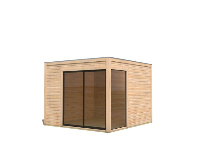 Karibu Studio Dice 1 natur, 38 mm, inkl. Fußboden und Schiebetür