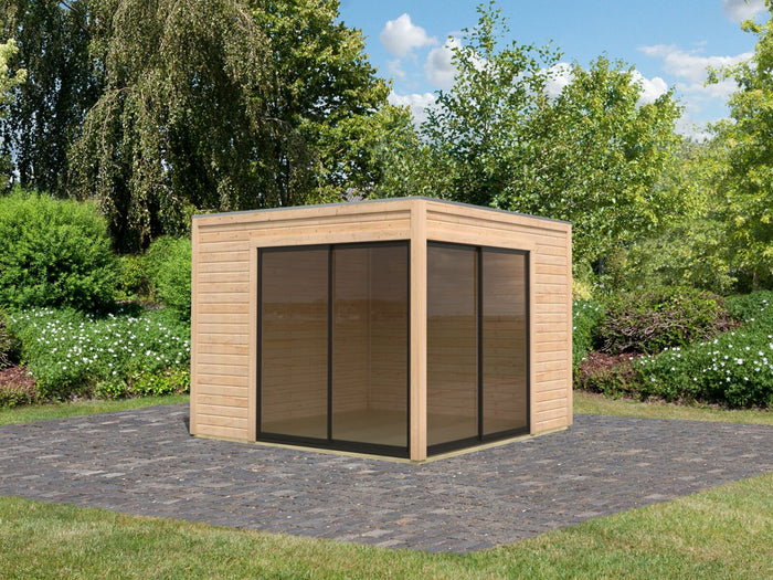 Karibu Studio Dice 3 natur, 38 mm, inkl. Fußboden und 2 Schiebetüren