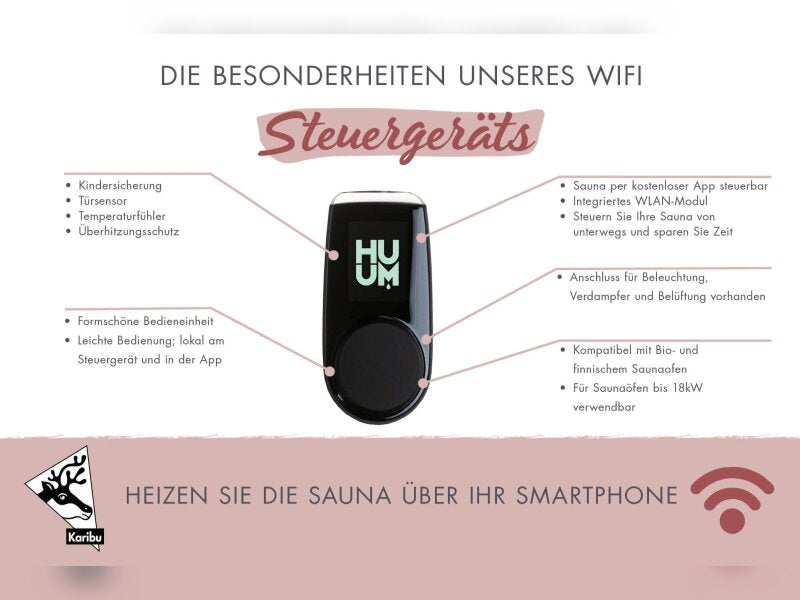 Karibu Saunahaus Hytti 6, inkl. 9 kW Bioofen ext. Steuerung HUUM - mit Iso-Tür, Naturbelassen