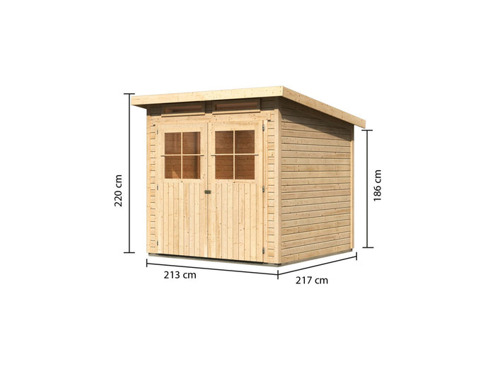 Karibu Gartenhaus Glücksburg 3 natur 19 mm