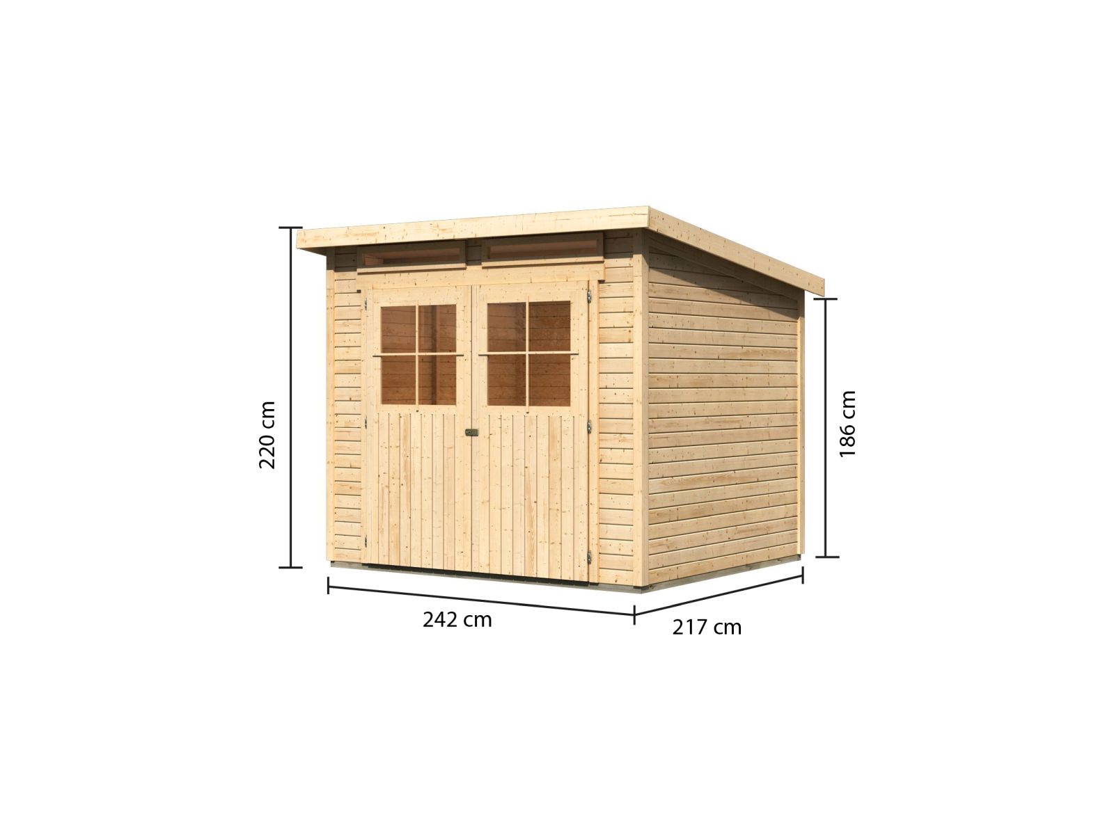 Karibu Gartenhaus Glücksburg 4 natur 19 mm