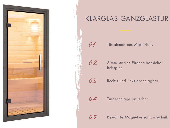 Karibu Hybrid Saunahaus Ares 3, inkl. Anbaudach in anthrazit/anthrazit, inkl. 9 kW Bioofen ext. Steuerung Wifi HUUM