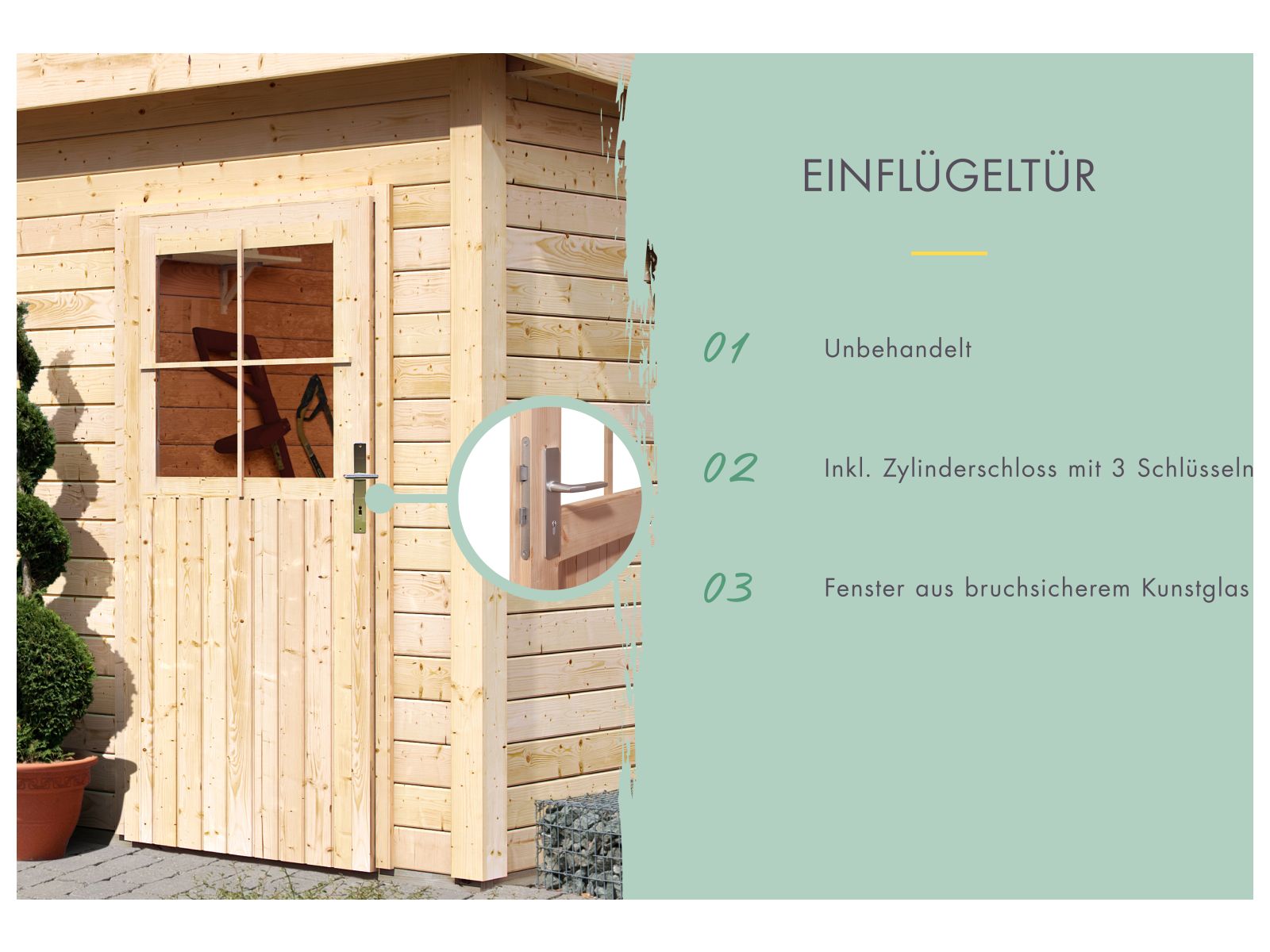 Karibu Gartenhaus Tintrup 2-Raum-Haus natur 28 mm