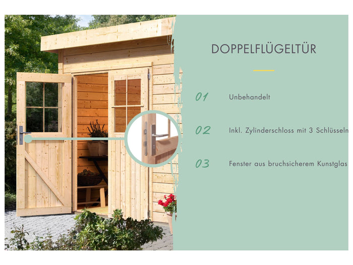 Karibu Gartenhaus Mattrup 2 raum Haus natur 28 mm