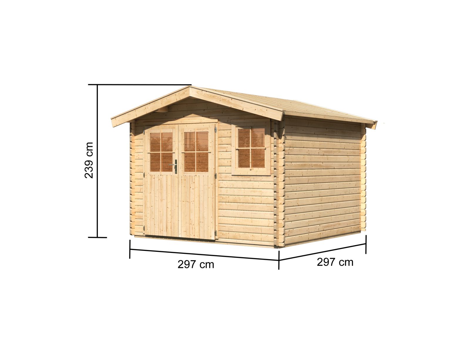 Gartenhaus 38 mm Felsenau 3 naturbelassen