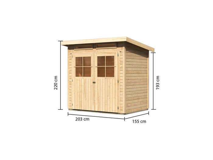 Karibu Gartenhaus Glücksburg 2 natur 19 mm