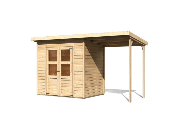 Karibu Gerätehaus Merseburg 3 SET mit Anbaudach