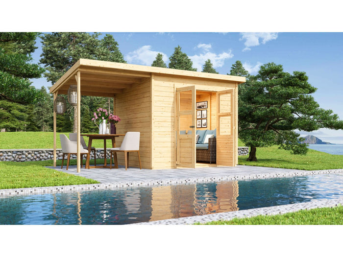 Karibu Gerätehaus Merseburg 5 SET mit Anbaudach