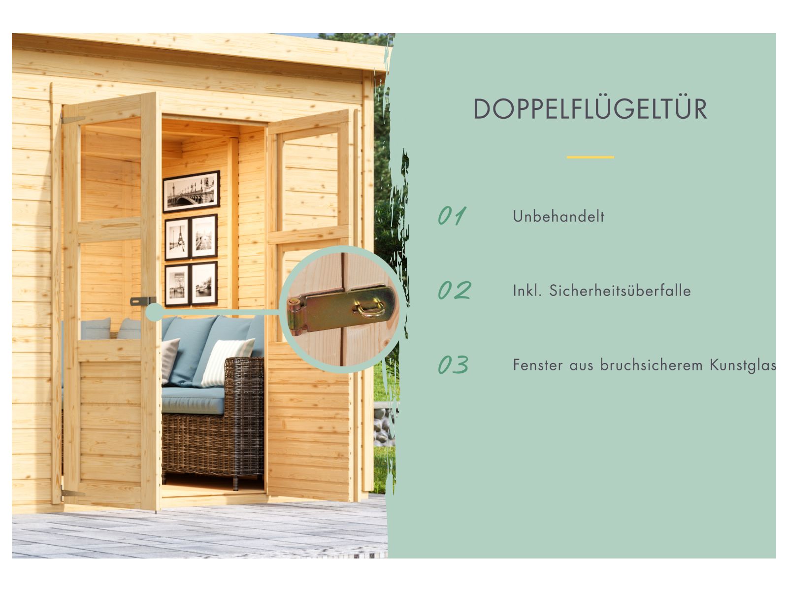 Karibu Gerätehaus Merseburg 5 SET mit Anbaudach