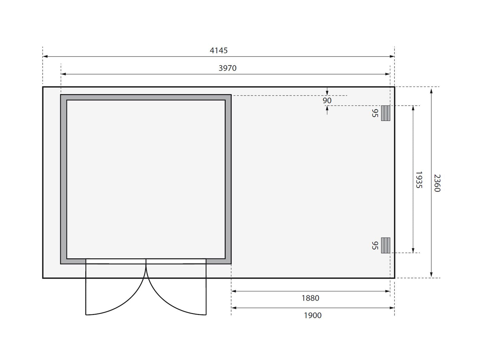 Karibu Gartenhaus Glücksburg 3 terragrau Sparset mit Schleppdach 19 mm