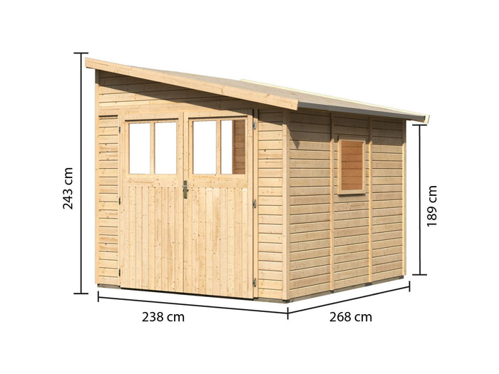 Karibu Gartenhaus Bomlitz 3 natur 19 mm