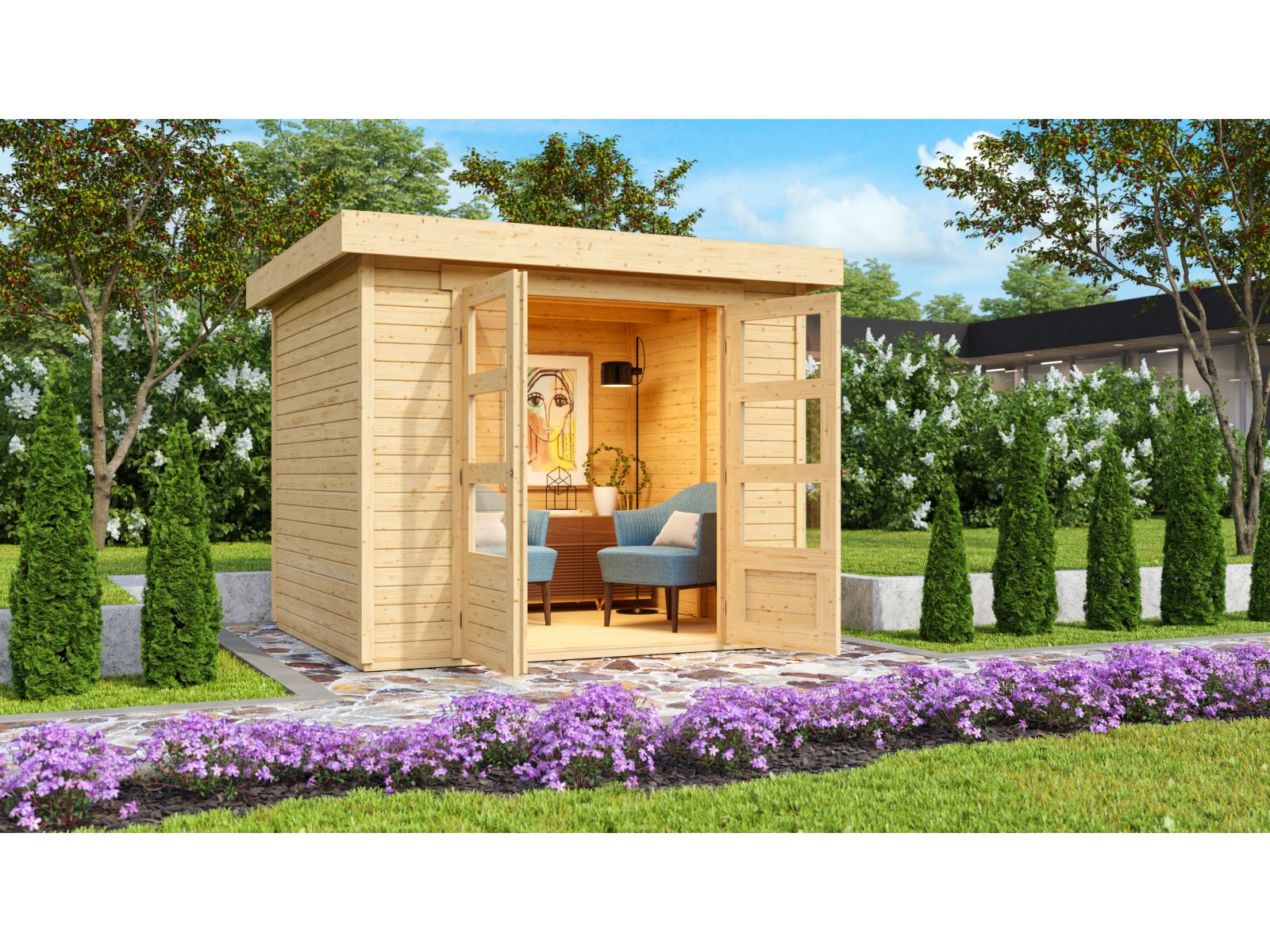 Karibu Gartenhaus Askola 3 natur 19 mm